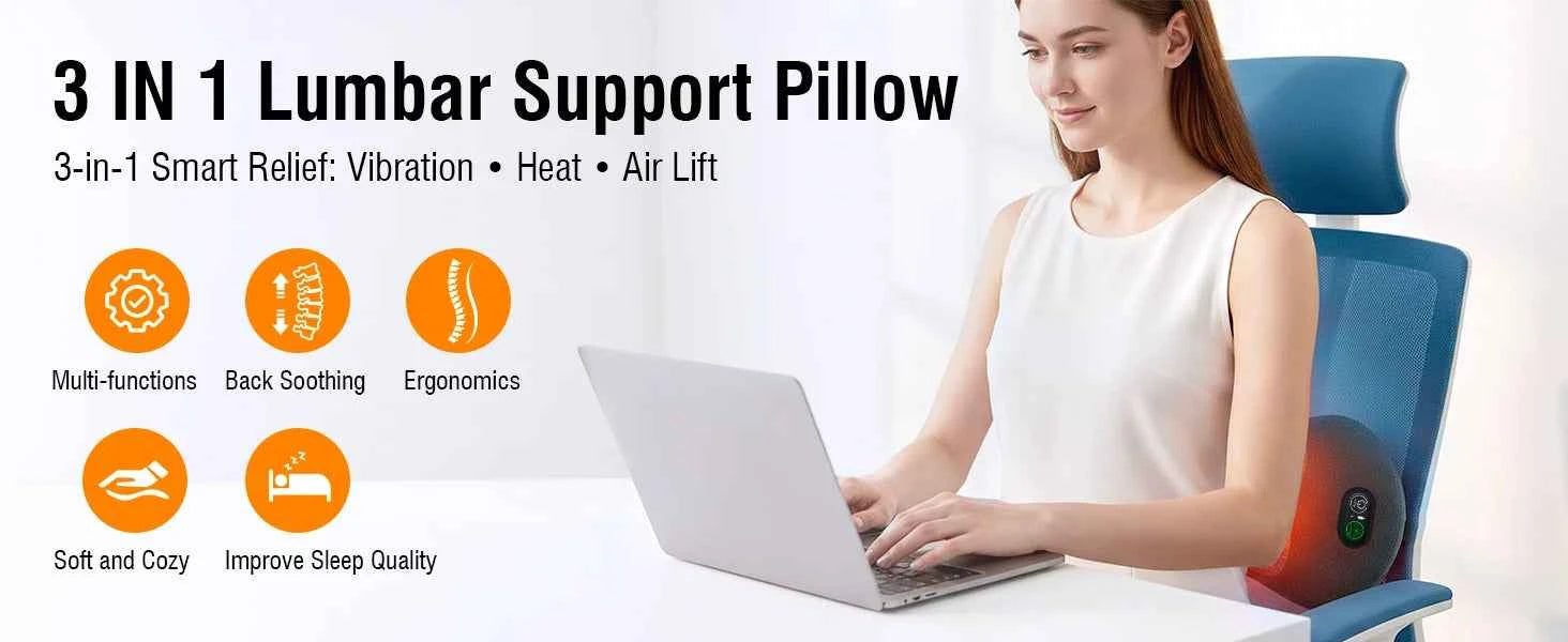 Multi-functional 3-in-1 Back Massager with Relief Bed Sleeping Shiatsu Deep Tissue Portable Shoulder Lower Back Pain Relief