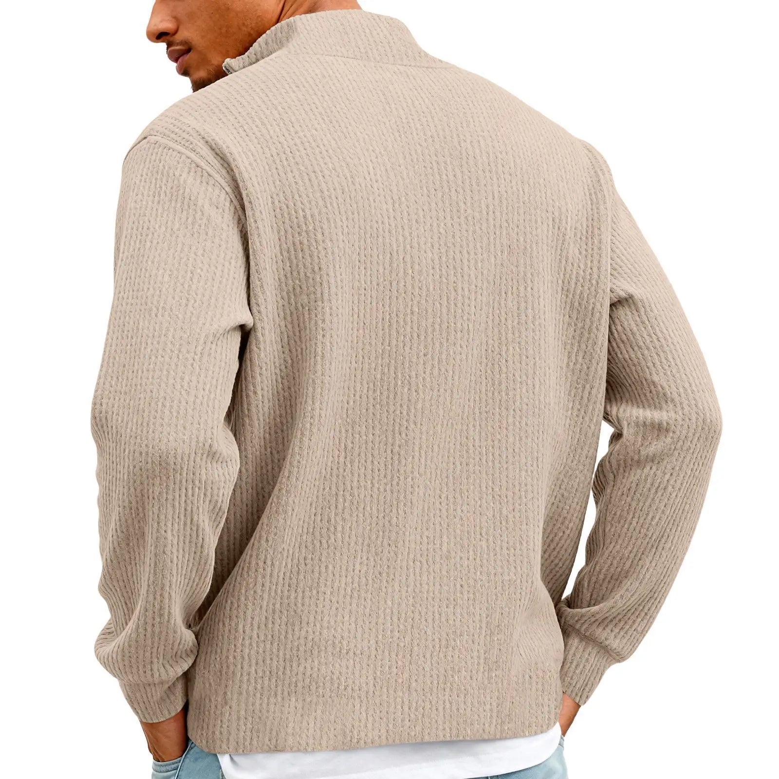 New Sweatshirts For Men Spring Waffle Long-sleeved T-shirt Men&