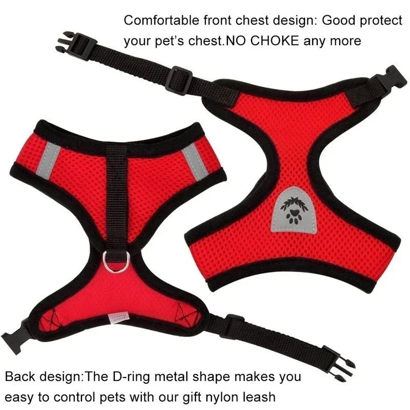 Dog Cat Harness Vest Adjustable Mesh Leash Small Medium Pets
