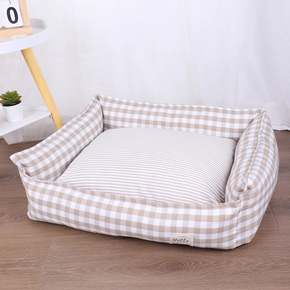 Small Dog Bed Plaid Soft Pet Sofa Cushion Mat