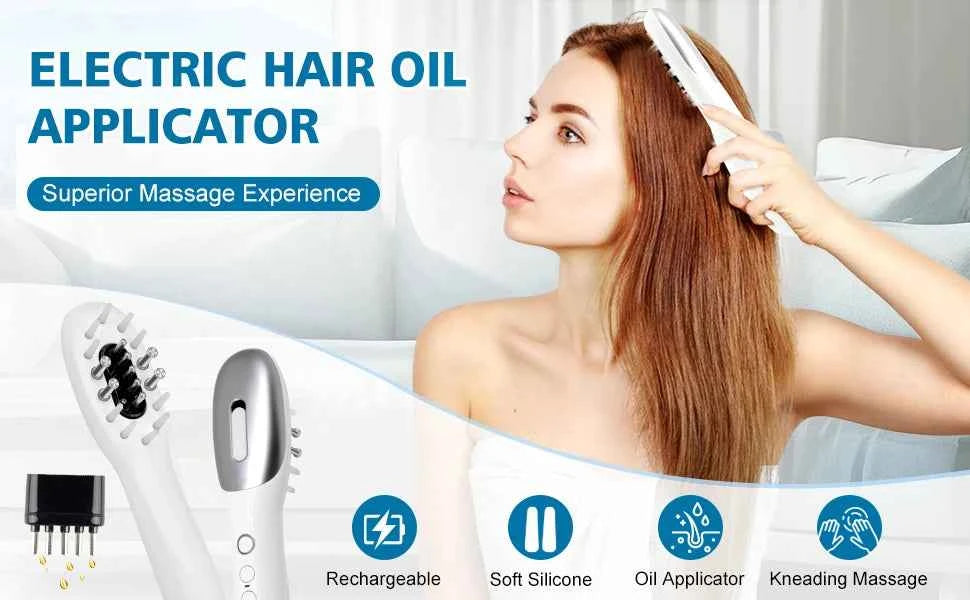 3 in 1 EMS Hair Growth Massage Comb with Hair Oil Dispenser Red Blue Light AntiHair Loss High Frequency Vibration Scalp Massager