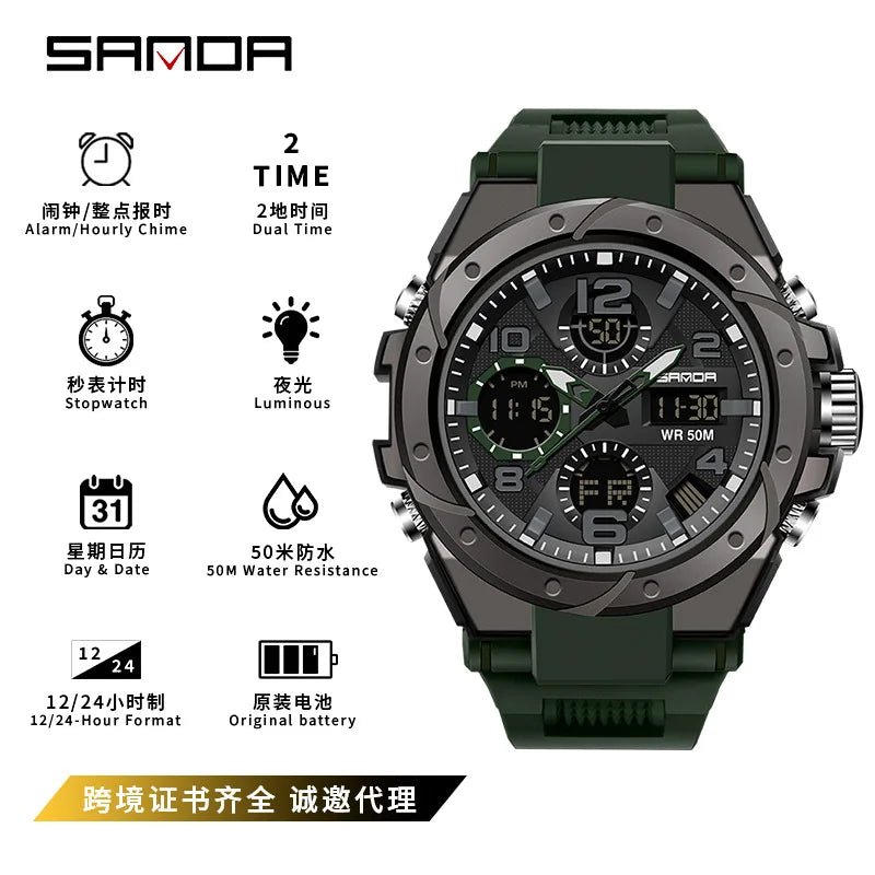 SANDA Waterproof Sports Watch Digital Couple Outdoor