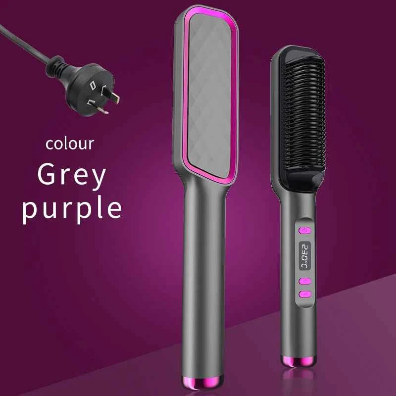 Hair Straightener Ceramic Hot Comb 2 in 1 Electric Straighten Hair Brush Negative Ion Fast Heating Styling Tool 