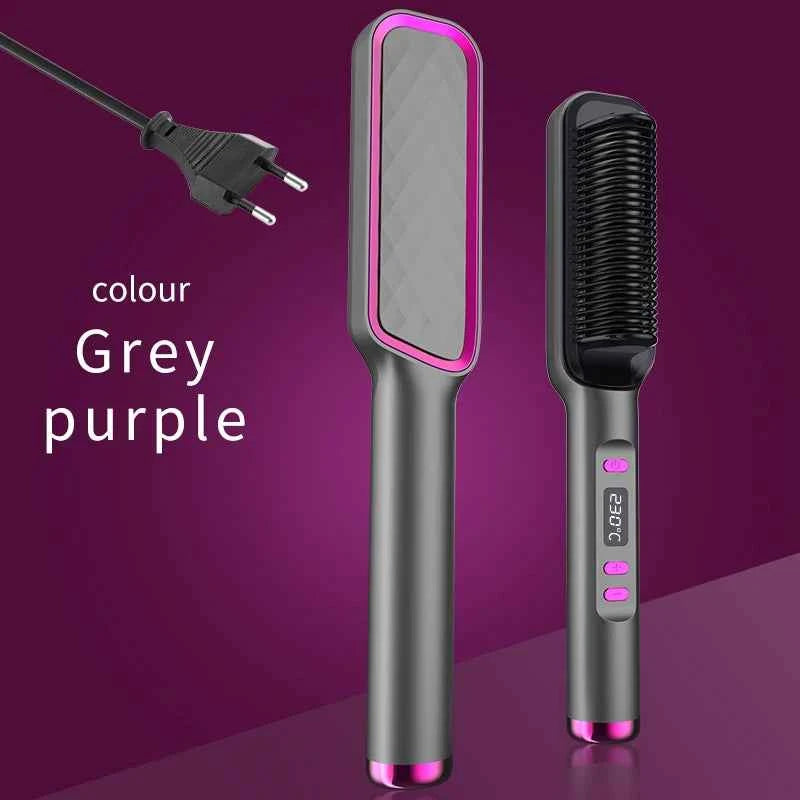 Hair Straightener Ceramic Hot Comb 2 in 1 Electric Straighten Hair Brush Negative Ion Fast Heating Styling Tool 