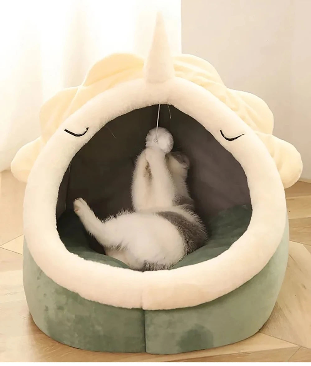 Cat Bed Cave Deep Sleep Foldable Washable Pet Bed