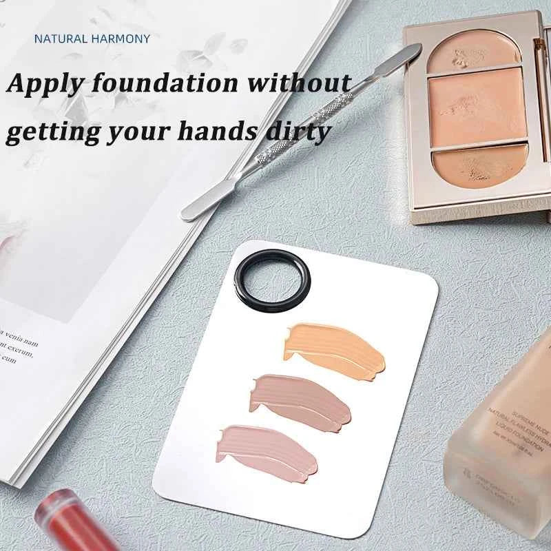 Makeup Mixing Palette Foundation Lipstick Eye Shadow Stainless Steel Mixer Palette with Spatula Mixing Stick Beauty Tools Nail-A