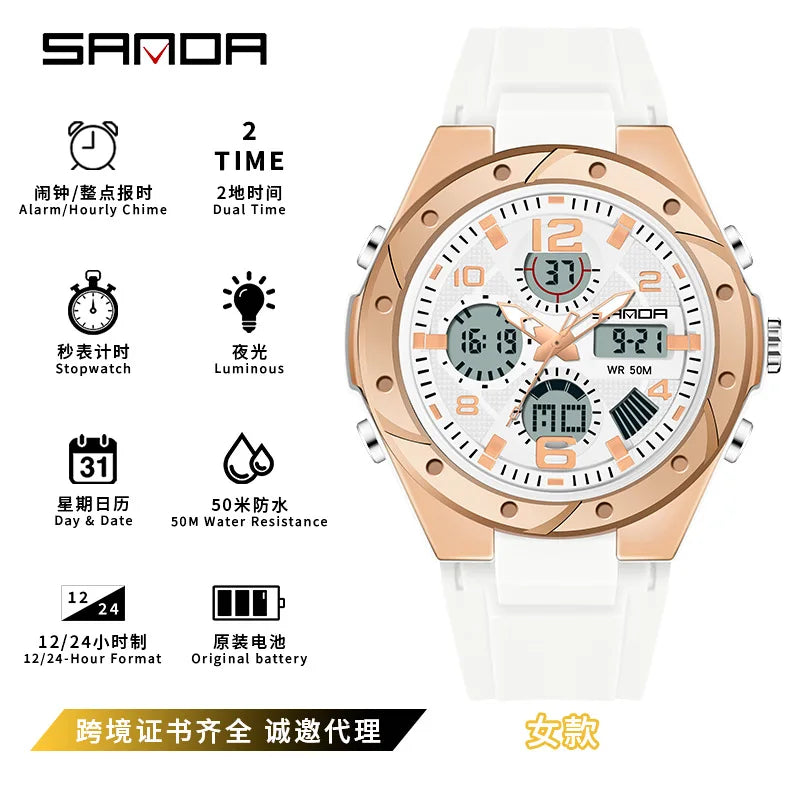 SANDA Waterproof Sports Watch Digital Couple Outdoor