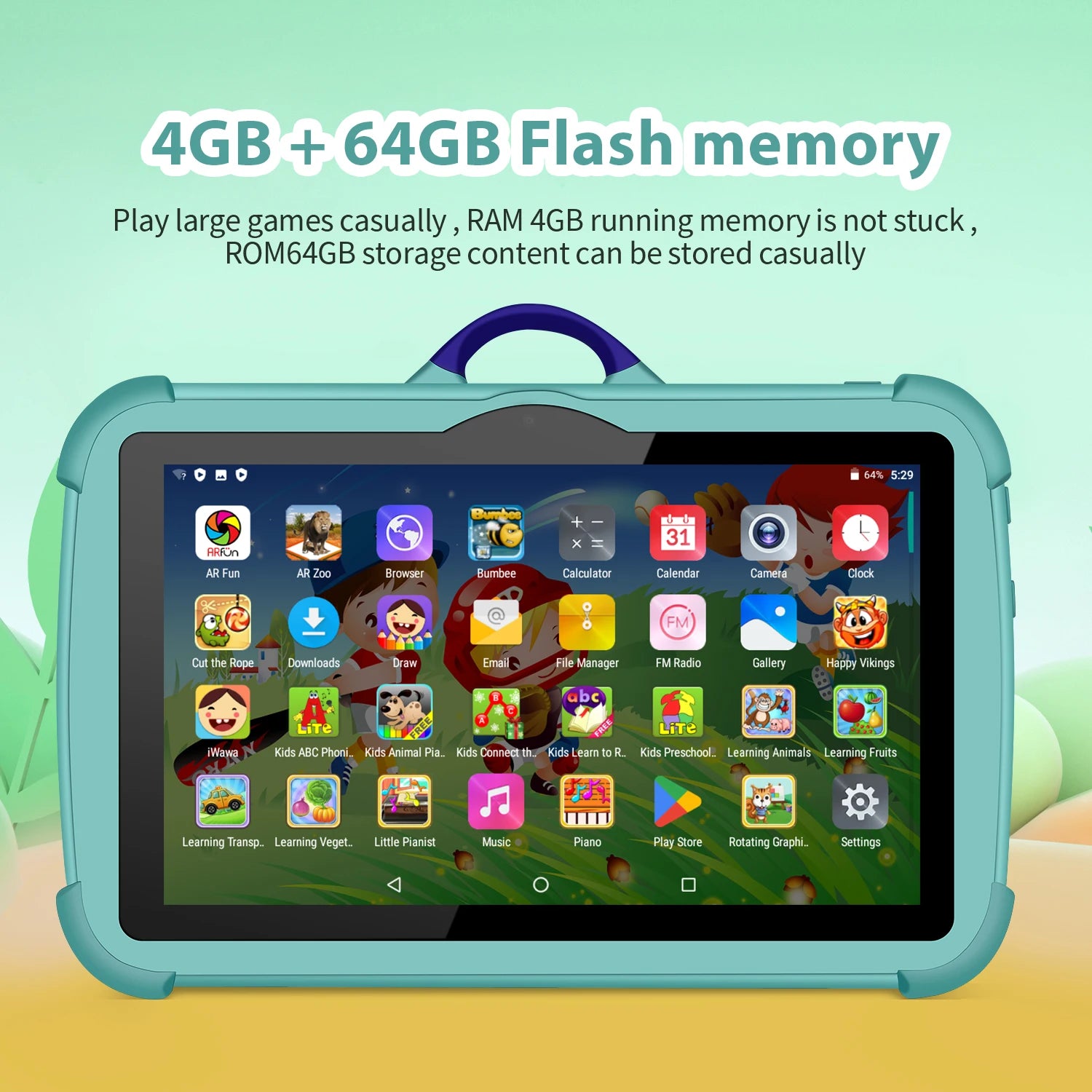 Kids Android Tablet 7 Inch 4GB RAM 64GB Educational Tablet