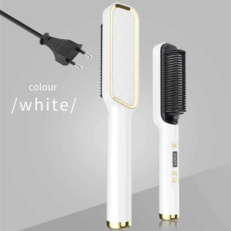 Hair Straightener Ceramic Hot Comb 2 in 1 Electric Straighten Hair Brush Negative Ion Fast Heating Styling Tool 