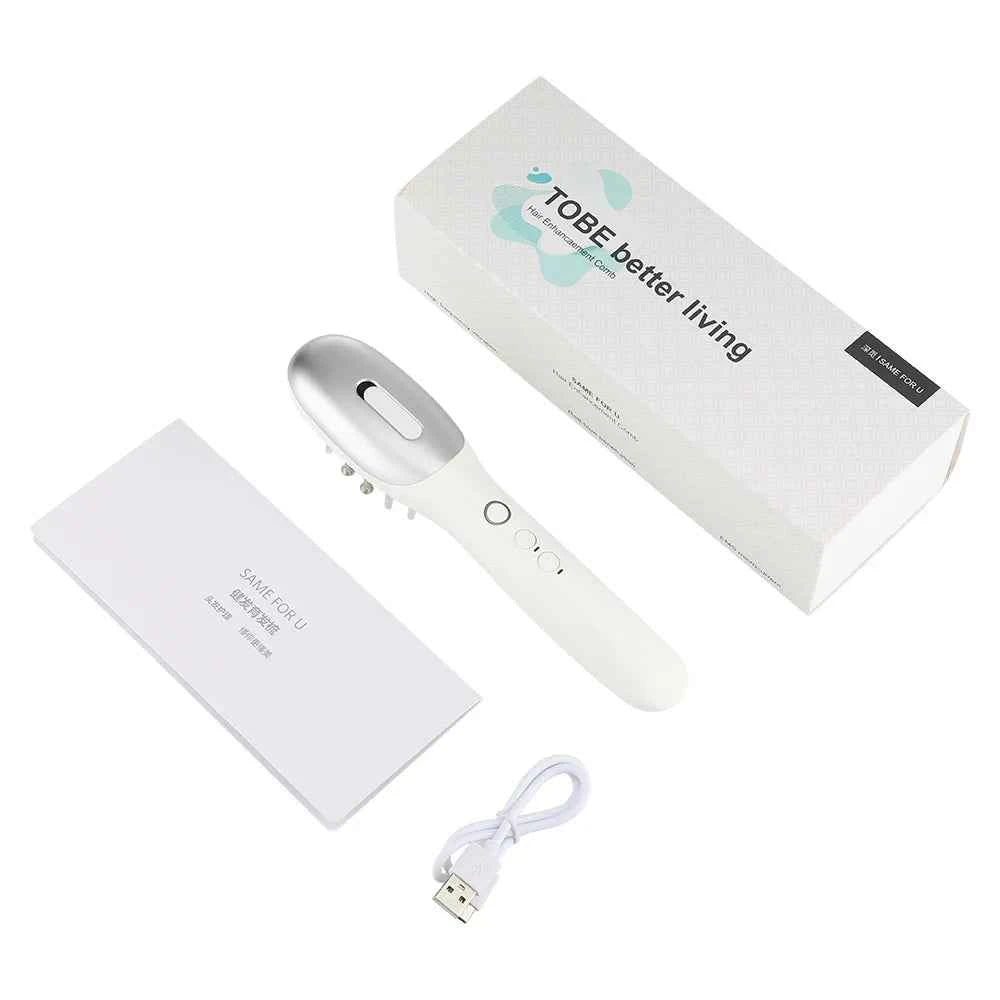 3 in 1 EMS Hair Growth Massage Comb with Hair Oil Dispenser Red Blue Light AntiHair Loss High Frequency Vibration Scalp Massager