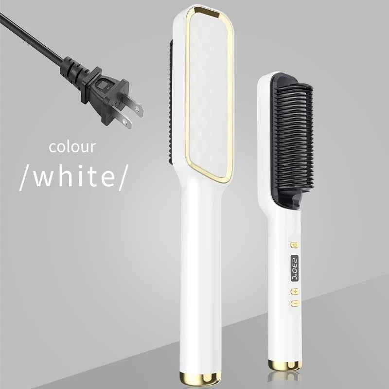 Hair Straightener Ceramic Hot Comb 2 in 1 Electric Straighten Hair Brush Negative Ion Fast Heating Styling Tool 