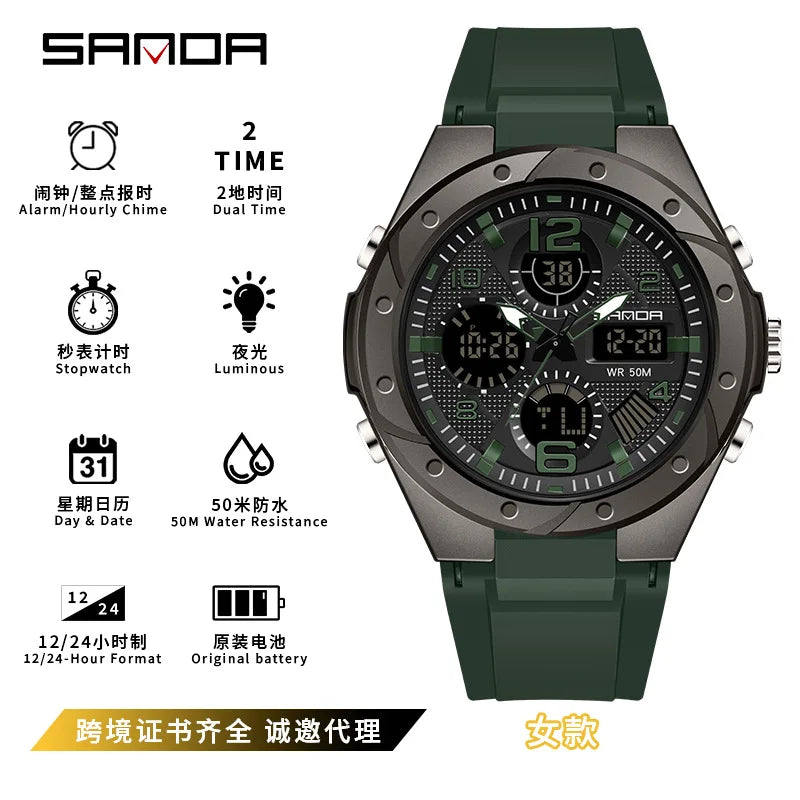 SANDA Waterproof Sports Watch Digital Couple Outdoor