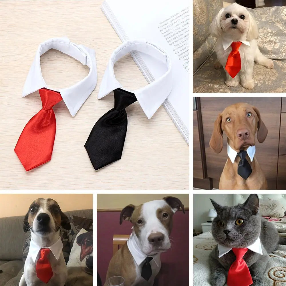 Pet Dog Tuxedo Bow Tie Collar Formal Wedding Accessory