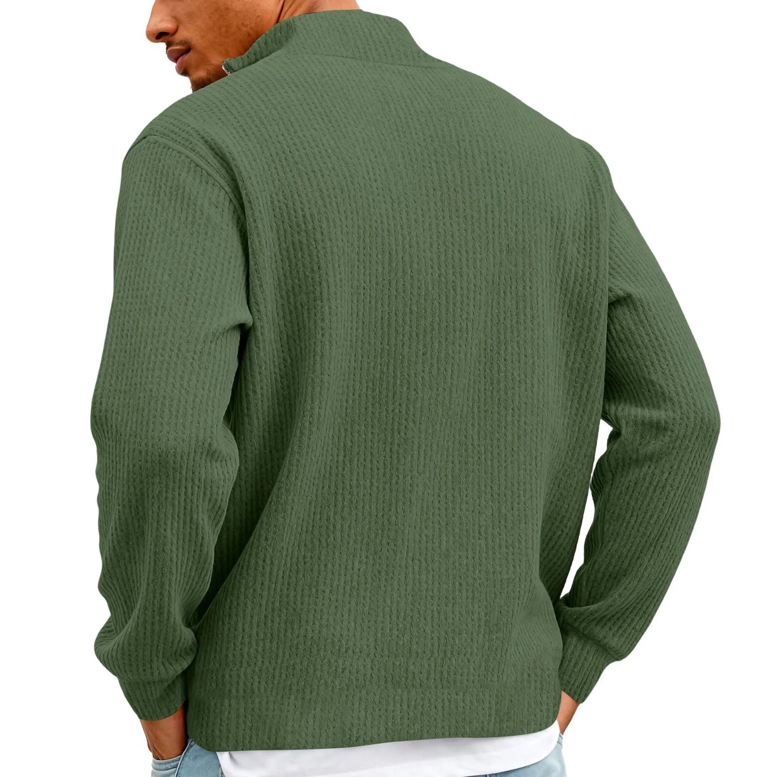 New Sweatshirts For Men Spring Waffle Long-sleeved T-shirt Men&