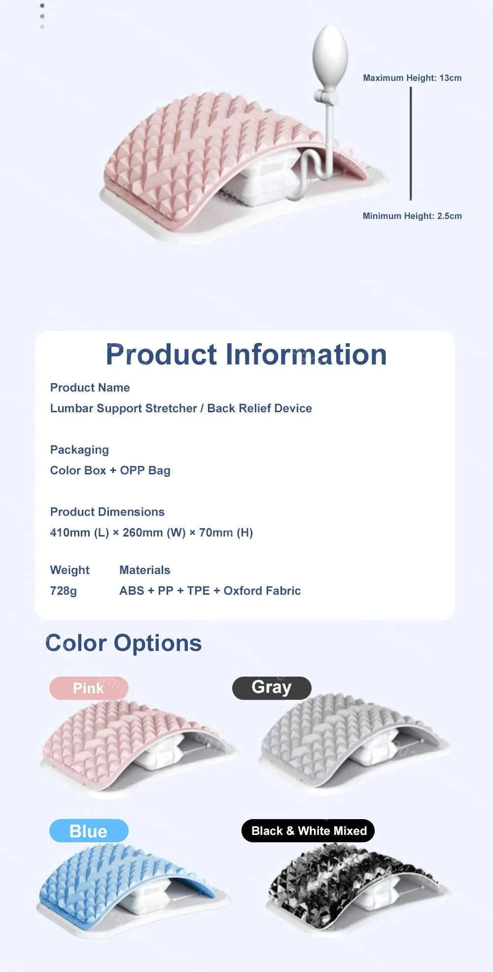 Electric Back Massager Stretch Lumbar Support Relaxation Spine Pain Relief Lower Traction Corrects Waist Multi-Level Adjustable