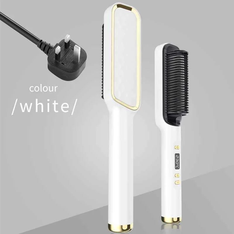 Hair Straightener Ceramic Hot Comb 2 in 1 Electric Straighten Hair Brush Negative Ion Fast Heating Styling Tool 