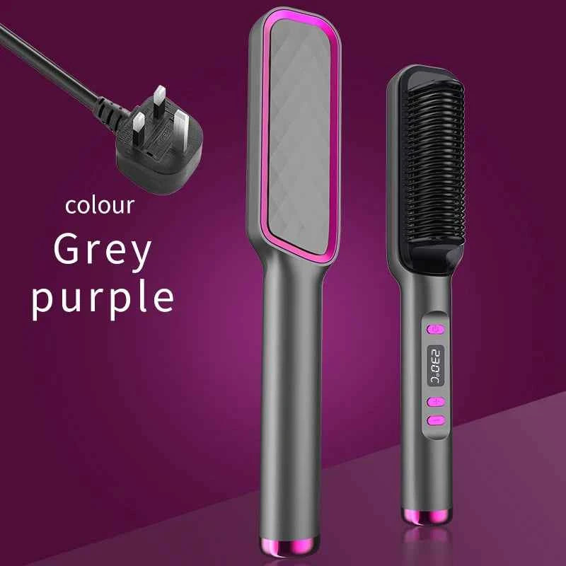 Hair Straightener Ceramic Hot Comb 2 in 1 Electric Straighten Hair Brush Negative Ion Fast Heating Styling Tool 