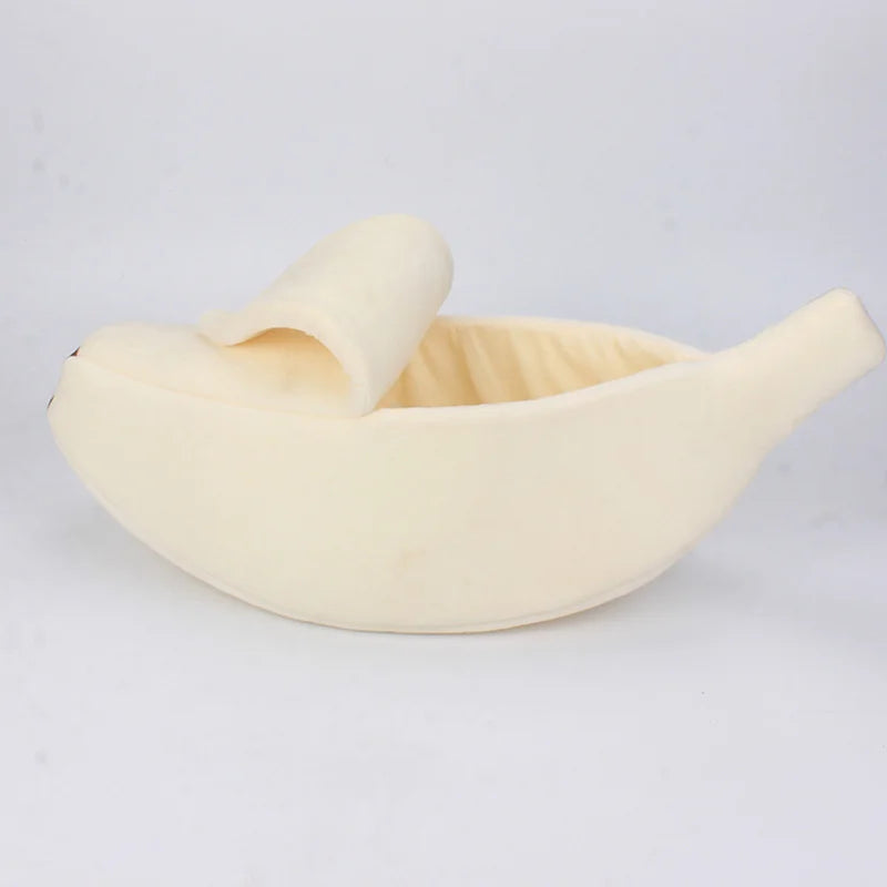 Banana Cat Bed House Cute Plush Warm Winter Pet Bed