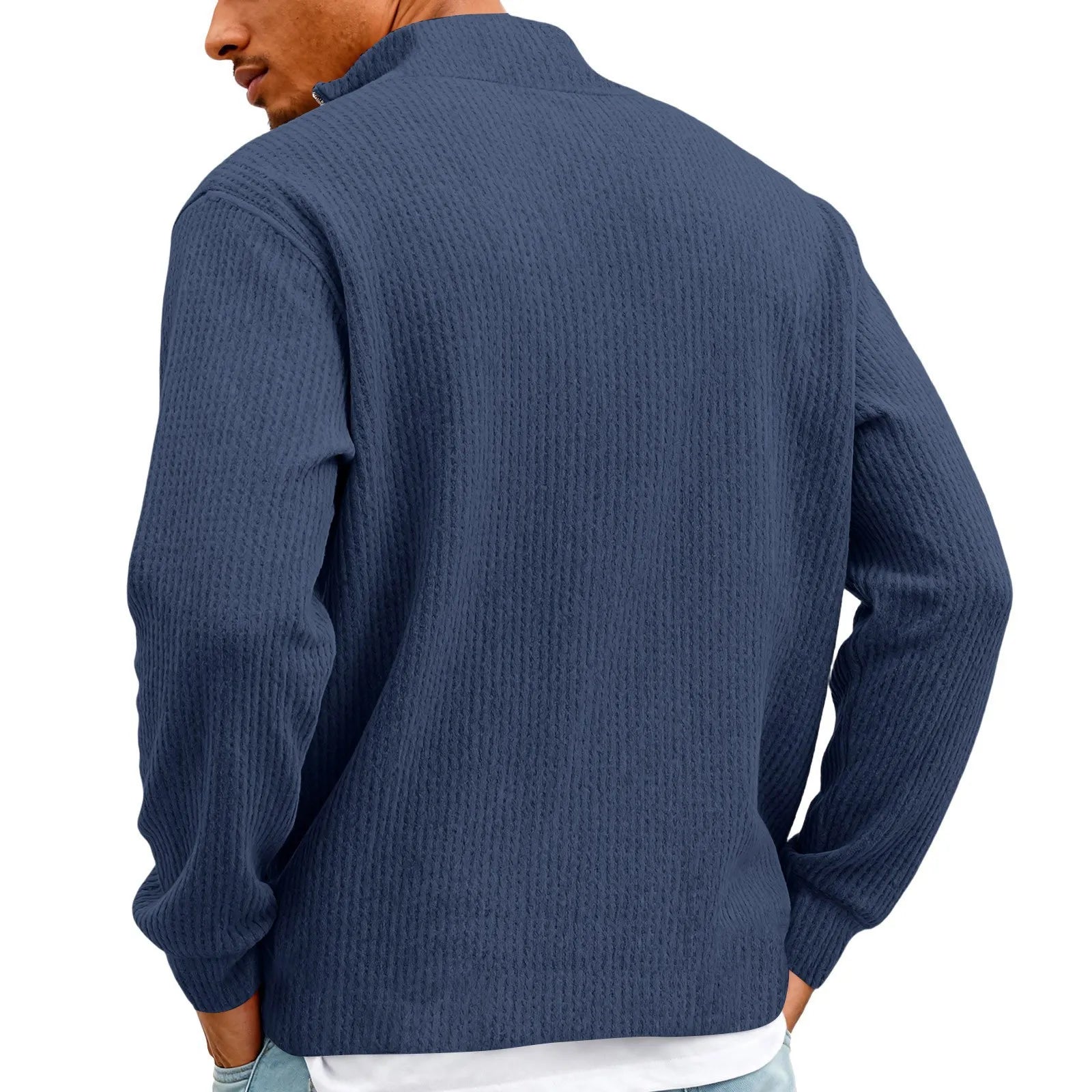 New Sweatshirts For Men Spring Waffle Long-sleeved T-shirt Men&