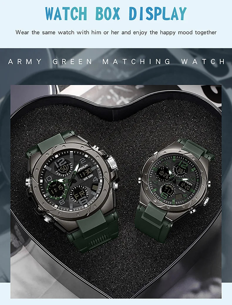 SANDA Waterproof Sports Watch Digital Couple Outdoor