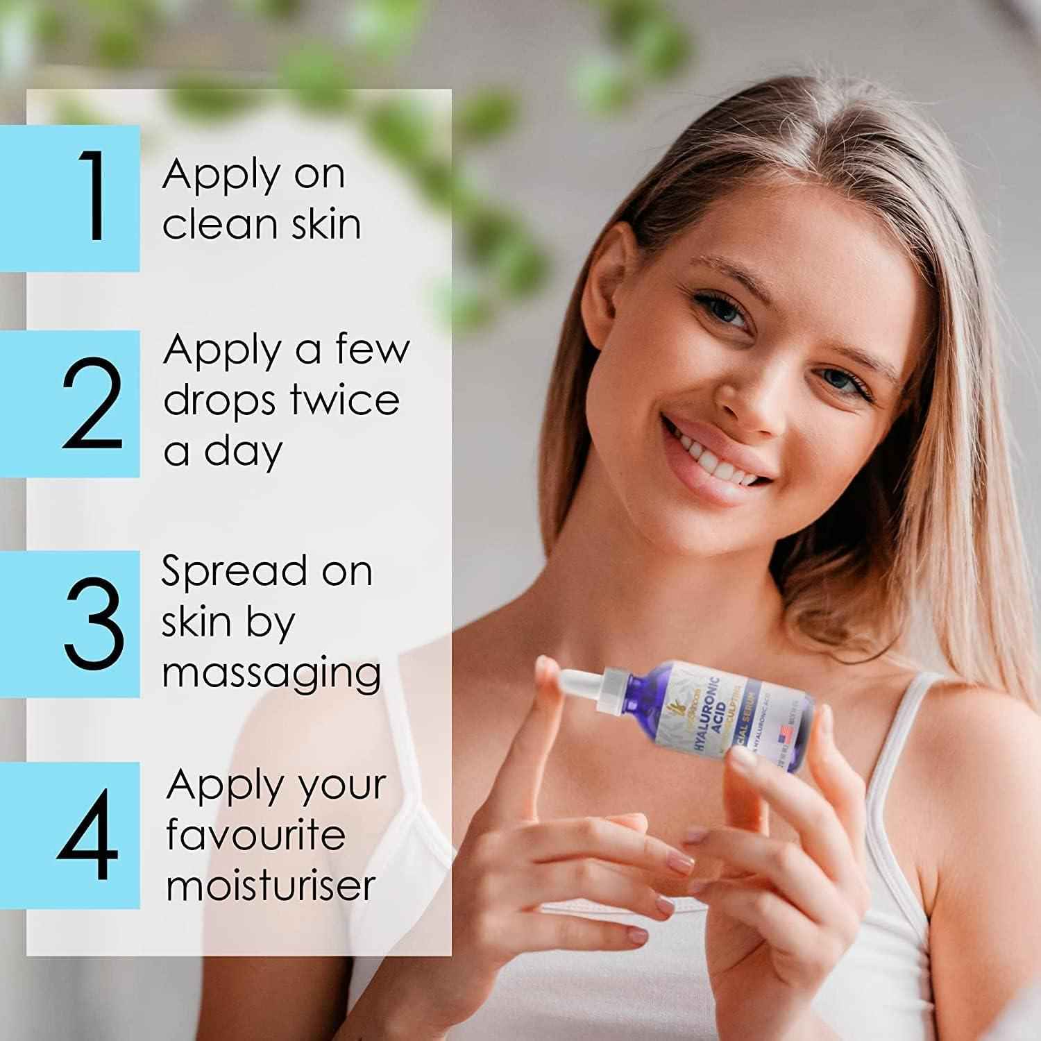 Pure Hyaluronic Acid Serum for Face 2oz Serum for Skin and Lips Hydrating Serum