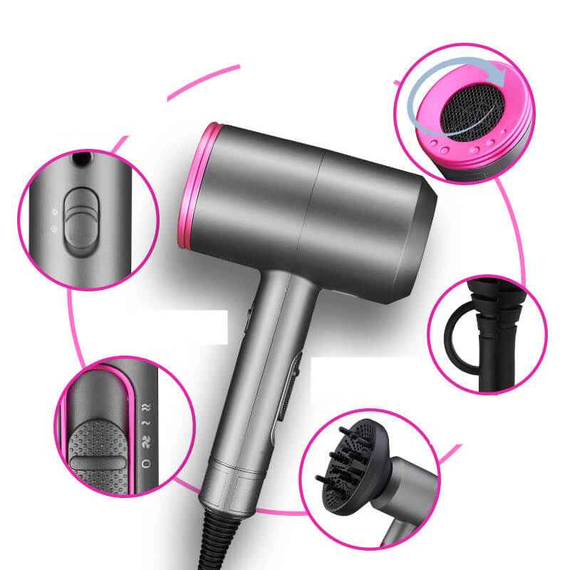 1400W Hair Dryer With 3 Heat Settings | Fast Straight Hair Dryer