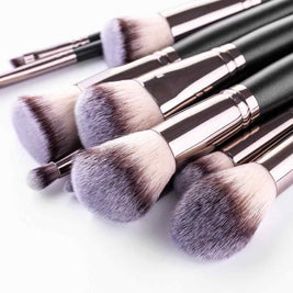 15 Piece Matte Black Makeup Brush Set | Complete Makeup Brush Kit