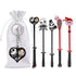 Nightmare Before Christmas Makeup Brushes - 5pcs Corpse Bride Anime Make Up Brush Set Silver Drawstring Bag Included (Brushes and Keychain)