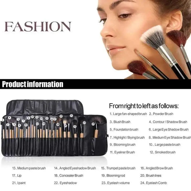 24 Piece Professional Makeup Brushes | Soft Makeup Brushes With Bag