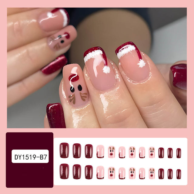 24pcs Christmas False Nails | Christmas Party Press On Nails