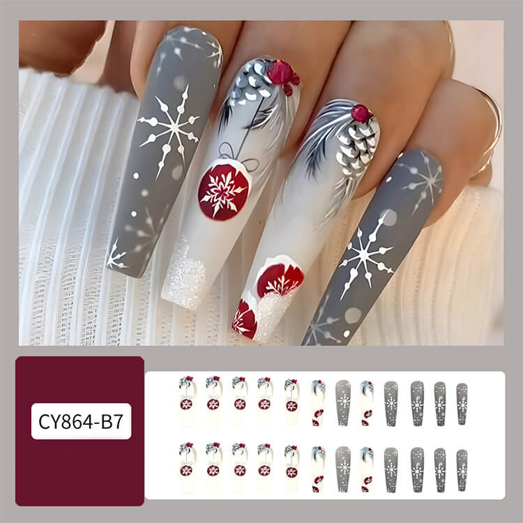 24pcs Christmas False Nails | Christmas Party Press On Nails