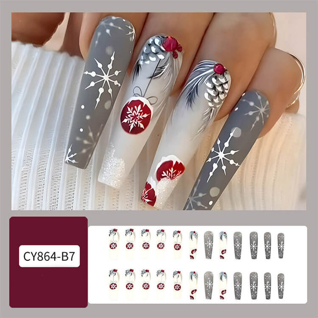 24pcs Christmas False Nails | Christmas Party Press On Nails