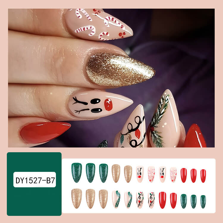 24pcs Christmas False Nails | Christmas Party Press On Nails