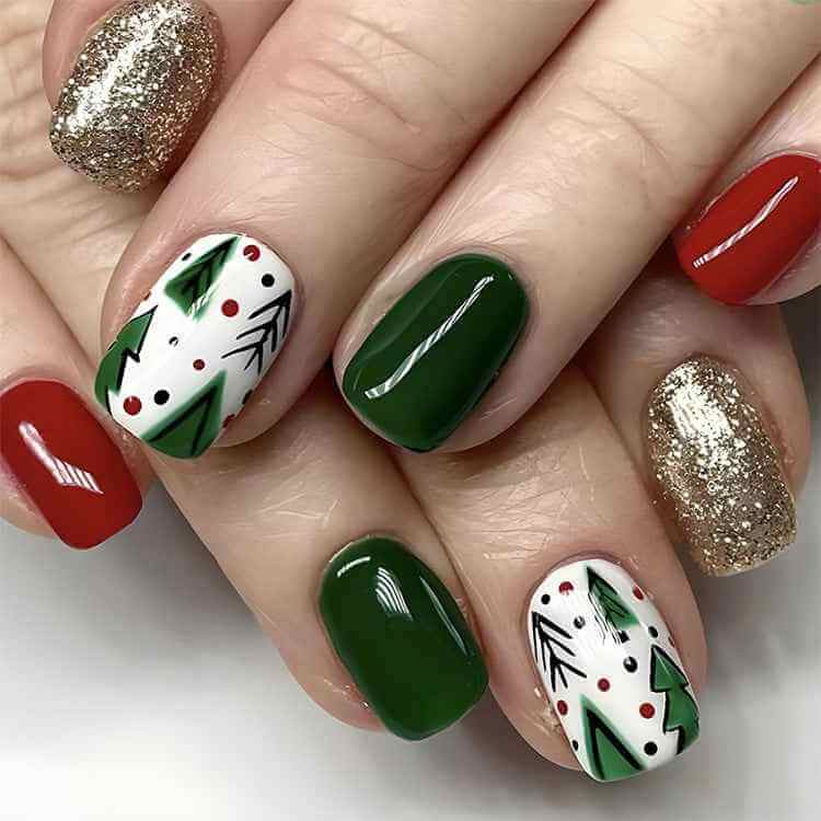 24pcs Christmas False Nails | Christmas Party Press On Nails