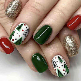 24pcs Christmas False Nails | Christmas Party Press On Nails