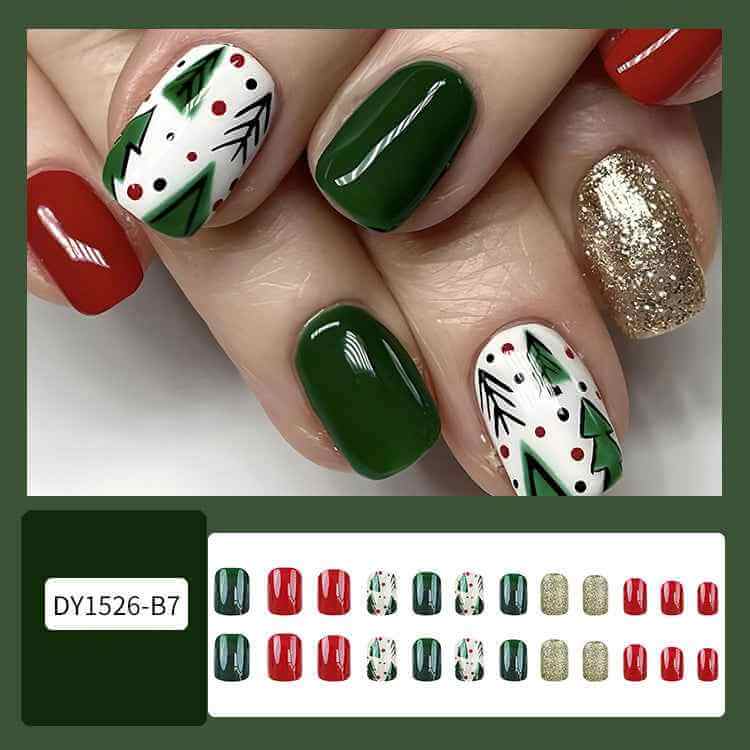 24pcs Christmas False Nails | Christmas Party Press On Nails