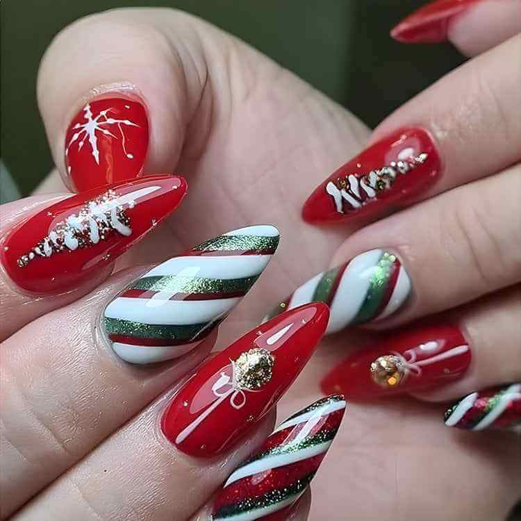 24pcs Christmas False Nails | Christmas Party Press On Nails