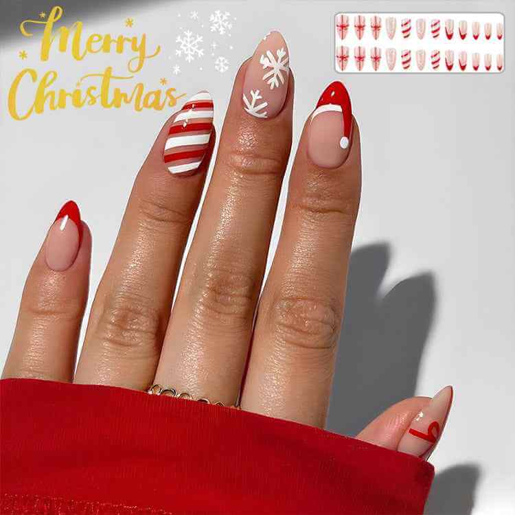 24pcs Christmas False Nails | Christmas Party Press On Nails