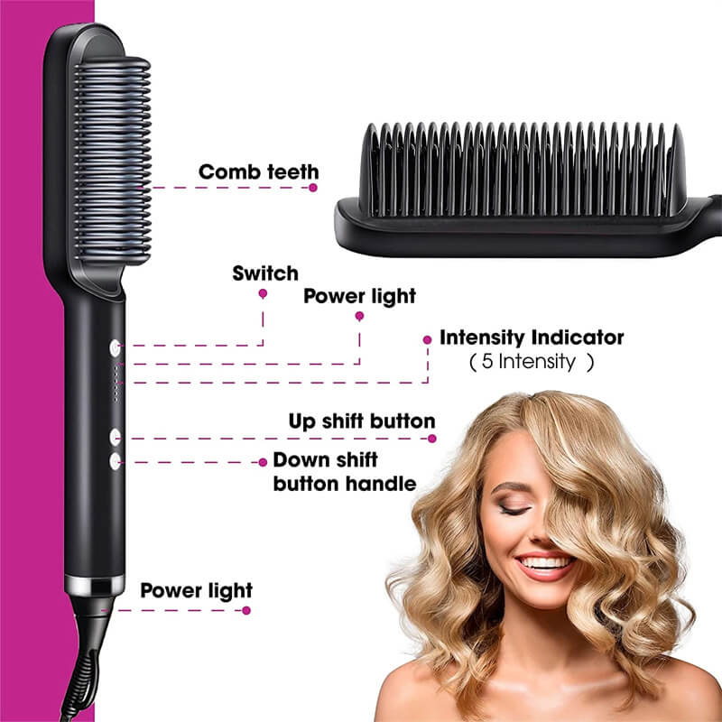 2 In 1 Hair Straightener And Curling Iron | Negative Ion Hair Brush