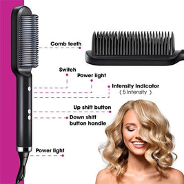 2 In 1 Hair Straightener And Curling Iron | Negative Ion Hair Brush
