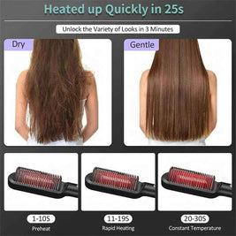 2 In 1 Hair Straightener And Curling Iron | Negative Ion Hair Brush
