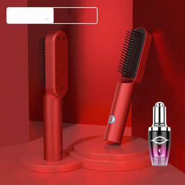 2 In 1 Hair Straightener Dryer Brush | Rechargeable Hair Straightener
