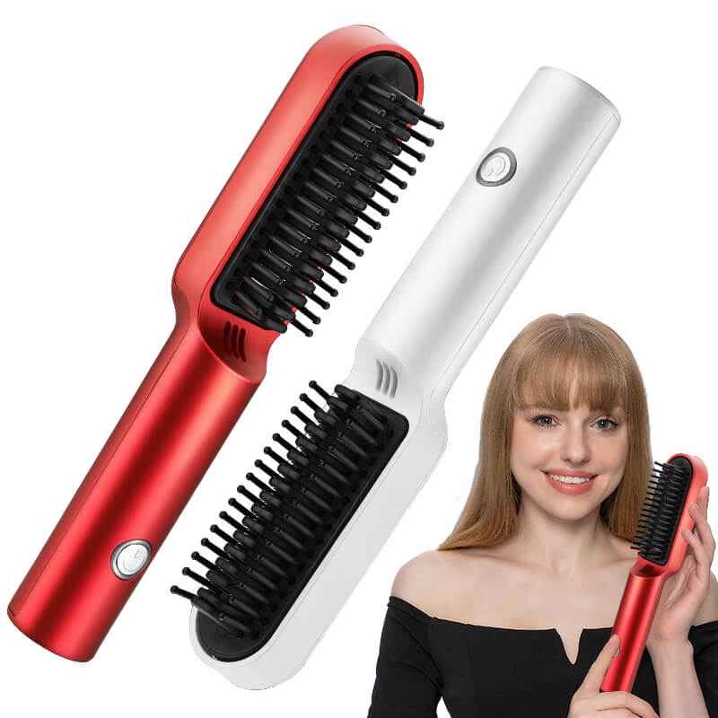 2 In 1 Hair Straightener Dryer Brush | Rechargeable Hair Straightener