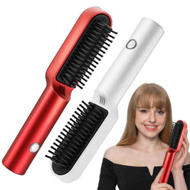 2 In 1 Hair Straightener Dryer Brush | Rechargeable Hair Straightener