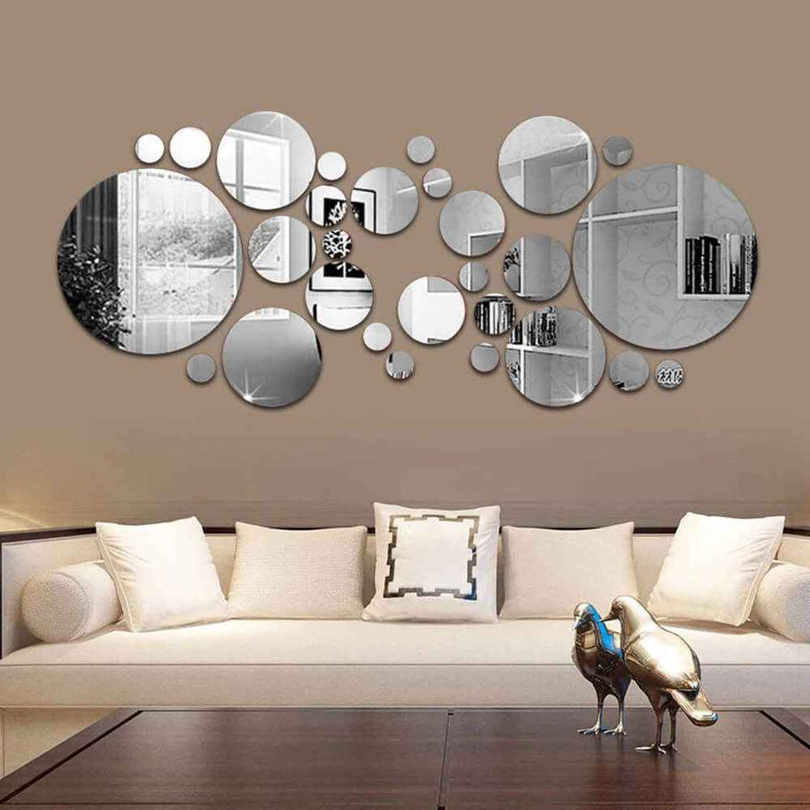 3D Stereo Acrylic Wall Decoration | Round Acrylic Mirror Wall Stickers