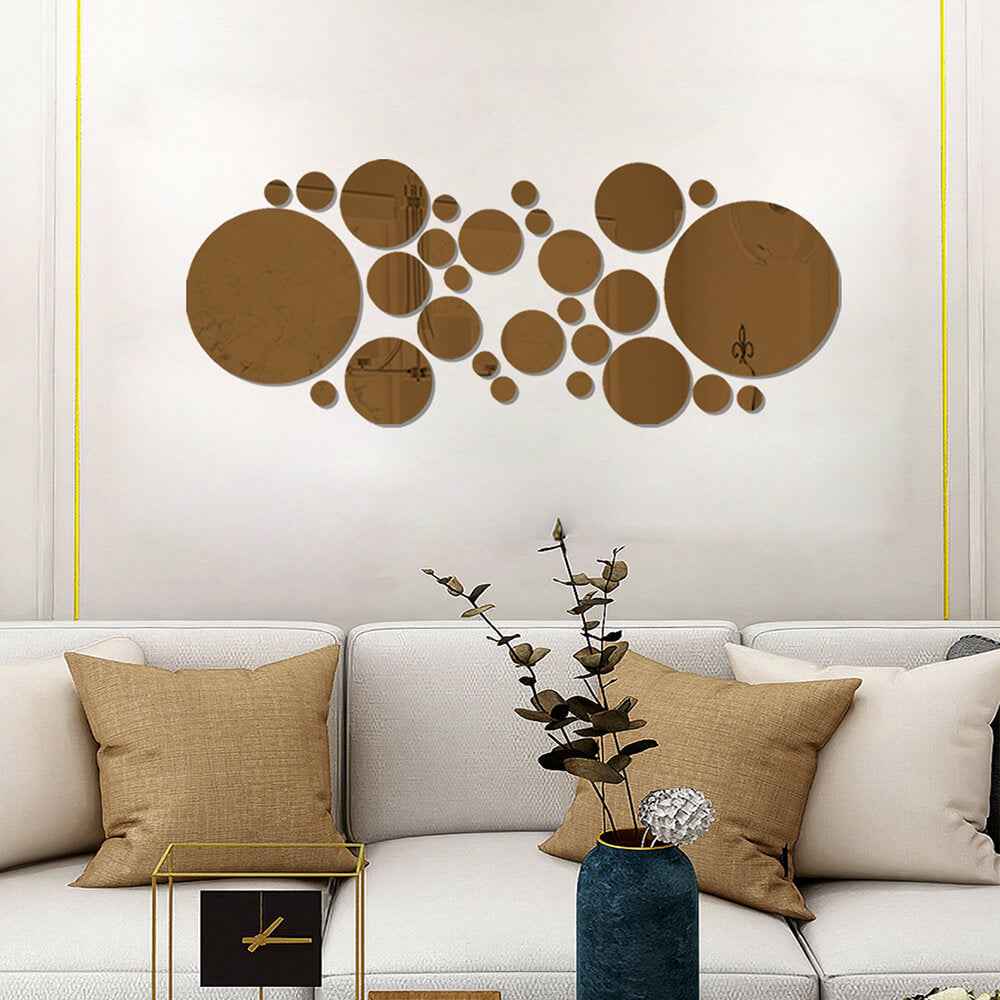 3D Stereo Acrylic Wall Decoration | Round Acrylic Mirror Wall Stickers