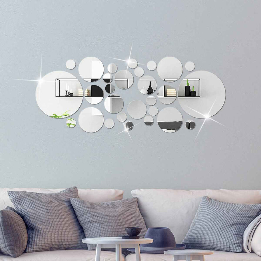3D Stereo Acrylic Wall Decoration | Round Acrylic Mirror Wall Stickers