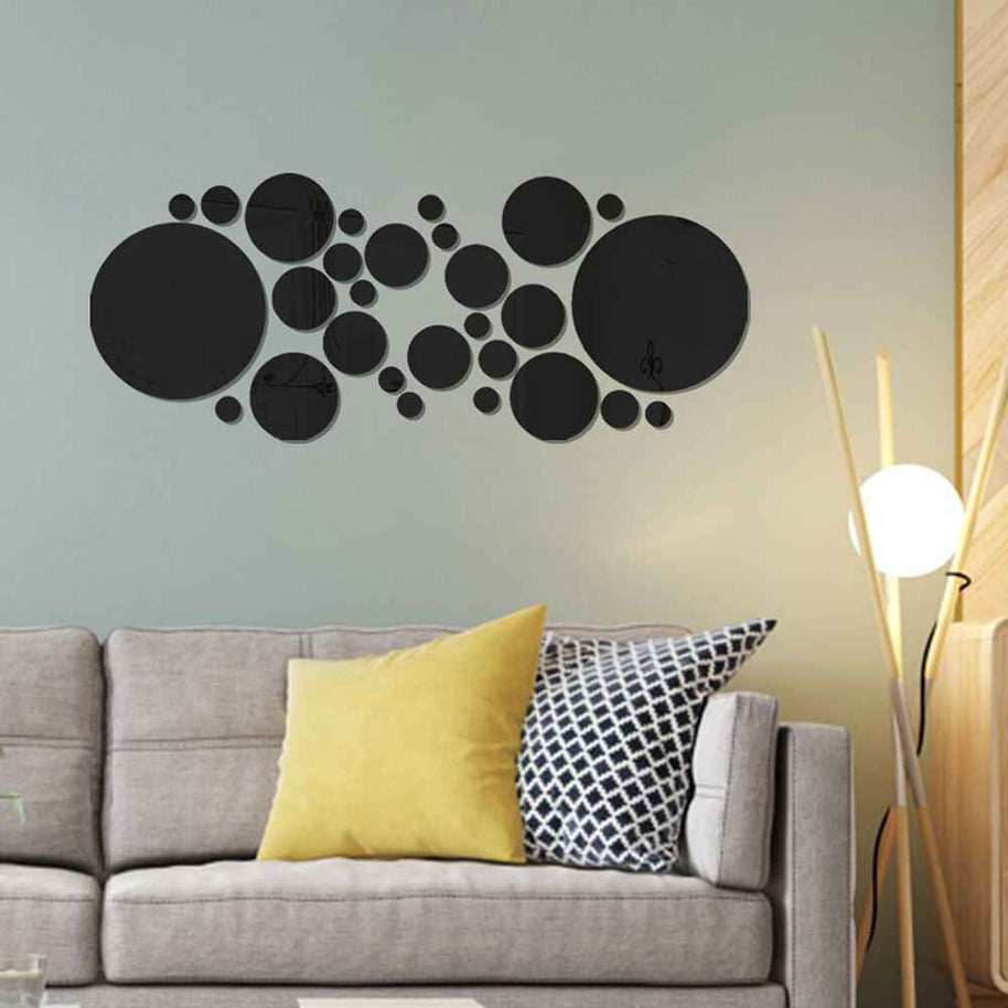3D Stereo Acrylic Wall Decoration | Round Acrylic Mirror Wall Stickers
