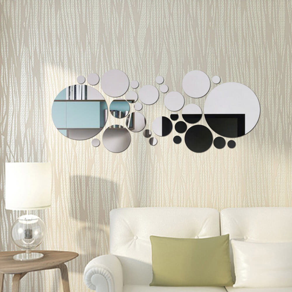 3D Stereo Acrylic Wall Decoration | Round Acrylic Mirror Wall Stickers