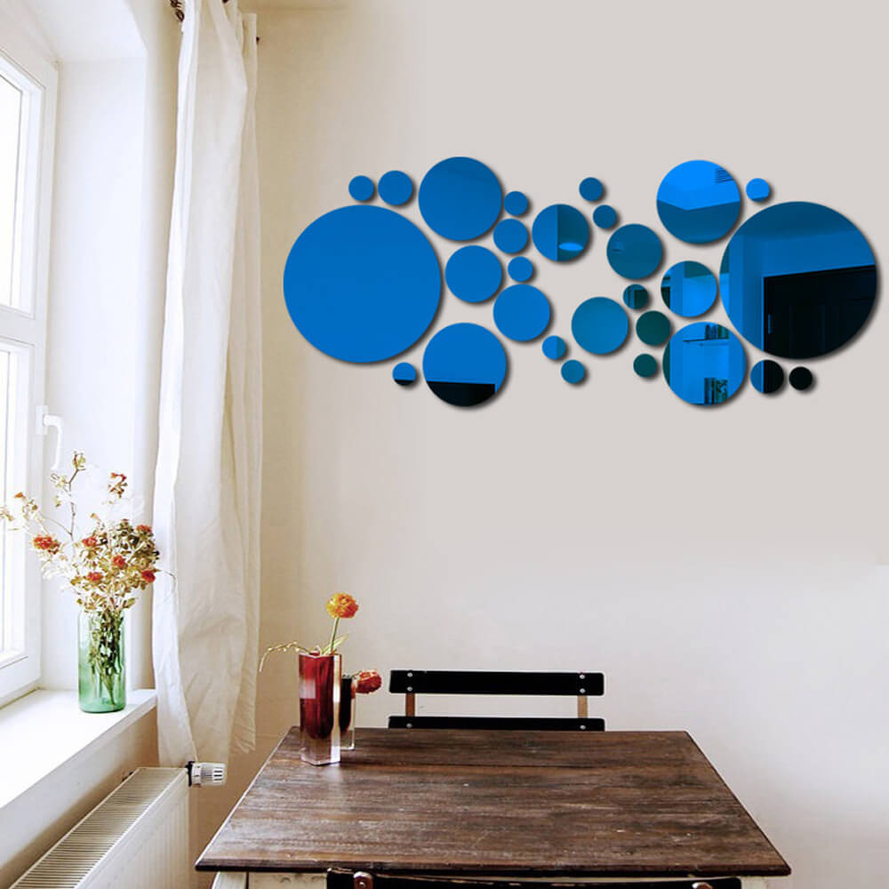 3D Stereo Acrylic Wall Decoration | Round Acrylic Mirror Wall Stickers